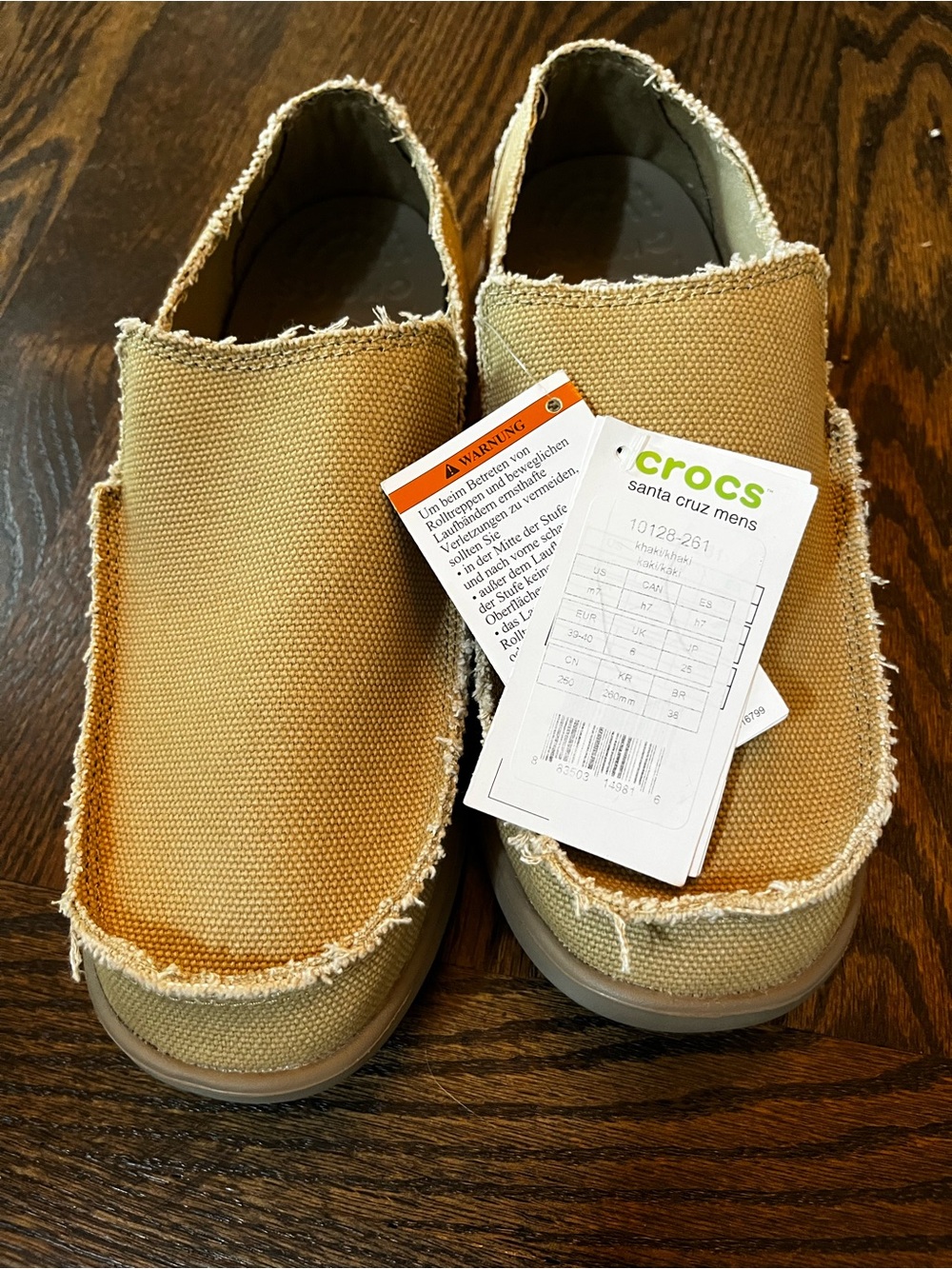 CROCS Men’s Santa Cruz Canvas Slip-On Shoes in Tan